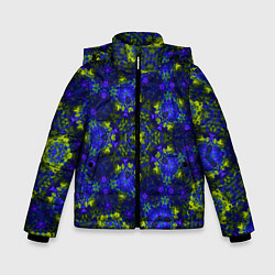 Куртка зимняя для мальчика Абстрактный зелено-синий узор Звезда, цвет: 3D-красный