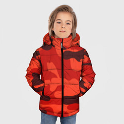 Куртка зимняя для мальчика Рыжий камуфляж Огонь Пятна, цвет: 3D-красный — фото 2