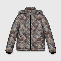 Куртка зимняя для мальчика Старый потертый деревянные паркет, цвет: 3D-черный