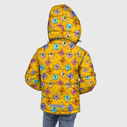 Зимняя куртка для мальчика Цветные котики и лапки / 3D-Красный – фото 4