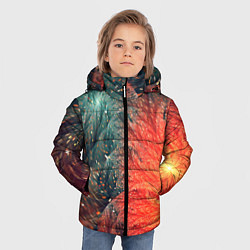 Куртка зимняя для мальчика Зеленые и оранжевые завихрения, цвет: 3D-черный — фото 2