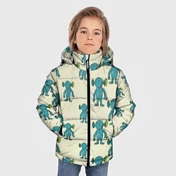 Куртка зимняя для мальчика Милые зеленые человечки, цвет: 3D-красный — фото 2