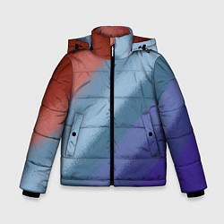 Куртка зимняя для мальчика Полосатый коричнево-голубой паттерн, цвет: 3D-светло-серый
