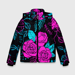 Куртка зимняя для мальчика Авангардный паттерн из роз Лето, цвет: 3D-черный