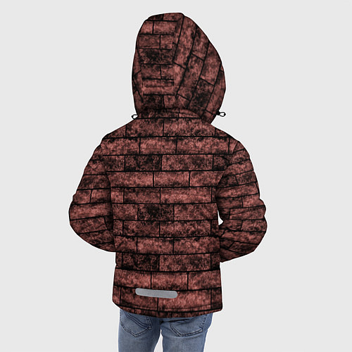 Зимняя куртка для мальчика Стена из кирпича терракотового цвета Лофт / 3D-Красный – фото 4