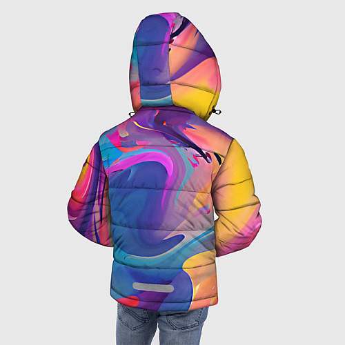Зимняя куртка для мальчика Красочные разводы Абстракция / 3D-Светло-серый – фото 4