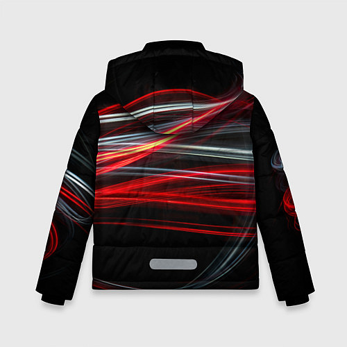Зимняя куртка для мальчика Волнообразные линии неона - Красный / 3D-Черный – фото 2