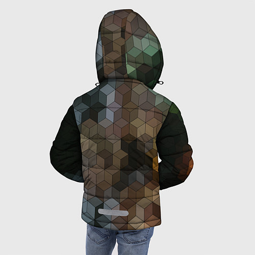 Зимняя куртка для мальчика Геометрический 3D узор в серых и коричневых тонах / 3D-Красный – фото 4