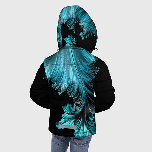 Зимняя куртка для мальчика Черный с голубым неоновый фрактал Ледяная абстракц / 3D-Светло-серый – фото 4