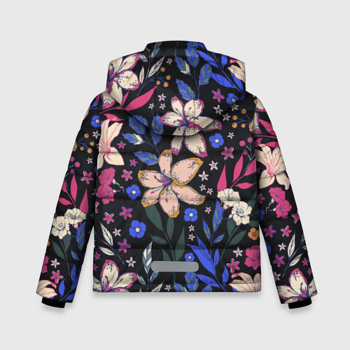 Зимняя куртка для мальчика Цветы Красочные Лилии В Саду / 3D-Черный – фото 2