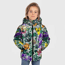 Куртка зимняя для мальчика Цветы Летний Орнамент, цвет: 3D-светло-серый — фото 2