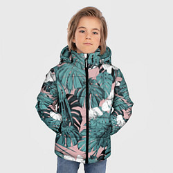 Куртка зимняя для мальчика Цветы Тропические Орхидеи, цвет: 3D-светло-серый — фото 2