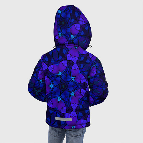 Зимняя куртка для мальчика Калейдоскоп -геометрический сине-фиолетовый узор / 3D-Красный – фото 4
