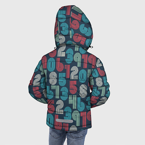 Зимняя куртка для мальчика Цифры в стиле Ретро / 3D-Красный – фото 4