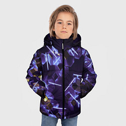 Куртка зимняя для мальчика Неоновые фигуры с лазерами - Фиолетовый, цвет: 3D-черный — фото 2