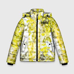 Куртка зимняя для мальчика РОССИЯ БЕРЕЗЫ ПРЯМОУГОЛЬНИКИ, цвет: 3D-черный