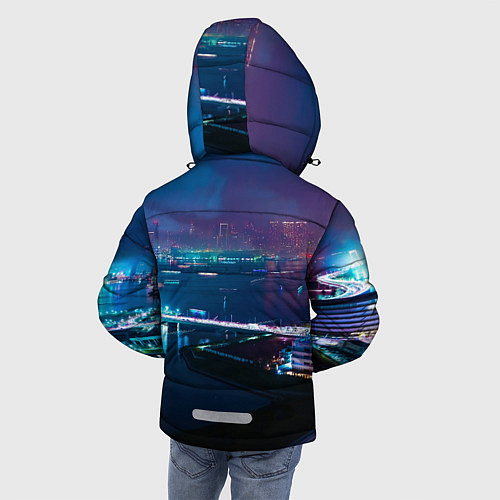 Зимняя куртка для мальчика Неоновый город и мост - Синий / 3D-Светло-серый – фото 4