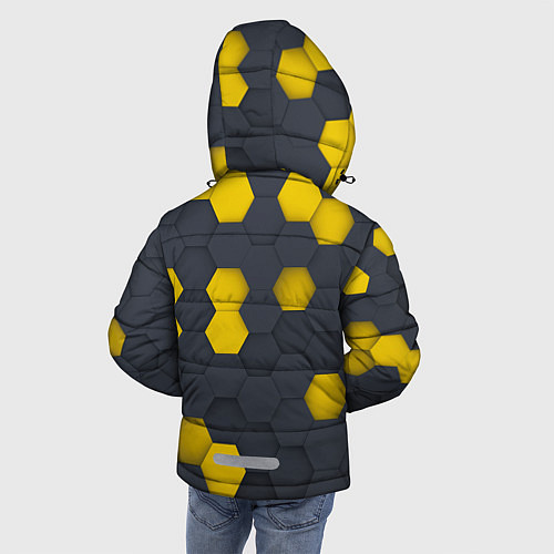 Зимняя куртка для мальчика Разноцветные Соты Пчёл / 3D-Красный – фото 4