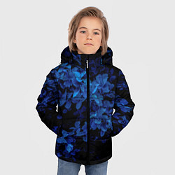 Куртка зимняя для мальчика BLUE FLOWERS Синие цветы, цвет: 3D-черный — фото 2