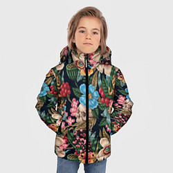 Куртка зимняя для мальчика Паттерн из цветов, черепов и саламандр, цвет: 3D-красный — фото 2