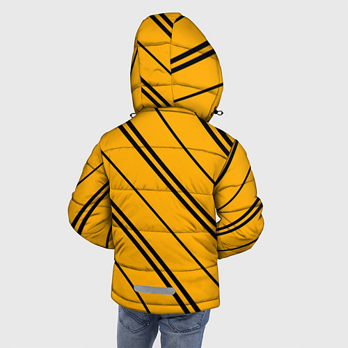 Зимняя куртка для мальчика Полосы желтые черные / 3D-Светло-серый – фото 4