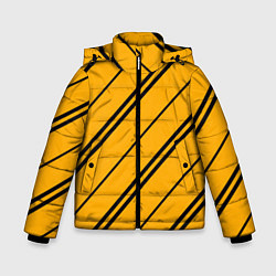 Куртка зимняя для мальчика Полосы желтые черные, цвет: 3D-светло-серый