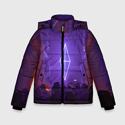Куртка зимняя для мальчика Неоновое помещение с людьми - Фиолетовый, цвет: 3D-светло-серый