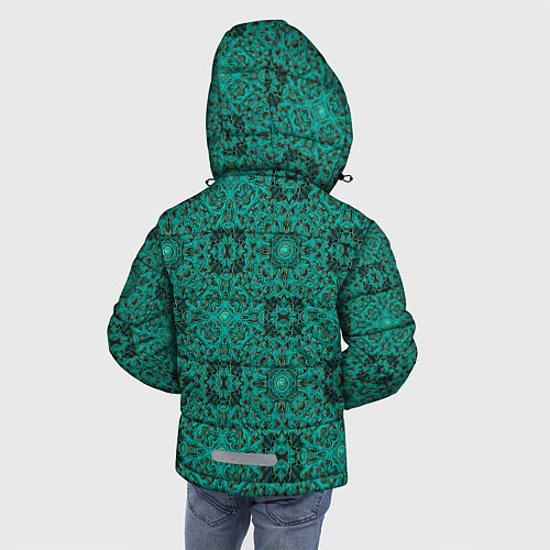 Зимняя куртка для мальчика Зеленые классические фигуры / 3D-Светло-серый – фото 4