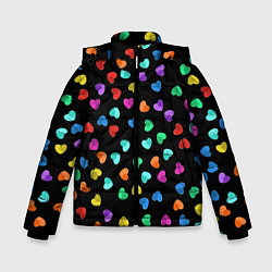 Куртка зимняя для мальчика Сердечки разноцветные на черном, цвет: 3D-светло-серый