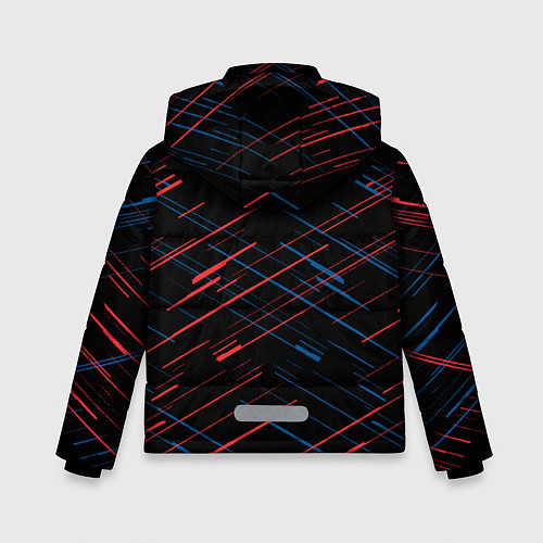 Зимняя куртка для мальчика Psg красные синие чёрточки / 3D-Черный – фото 2