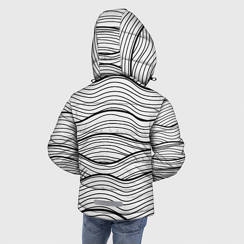 Зимняя куртка для мальчика Линии Морских Волн / 3D-Светло-серый – фото 4