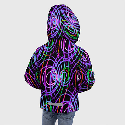 Зимняя куртка для мальчика Неоновые круги и линии - Фиолетовый / 3D-Красный – фото 4