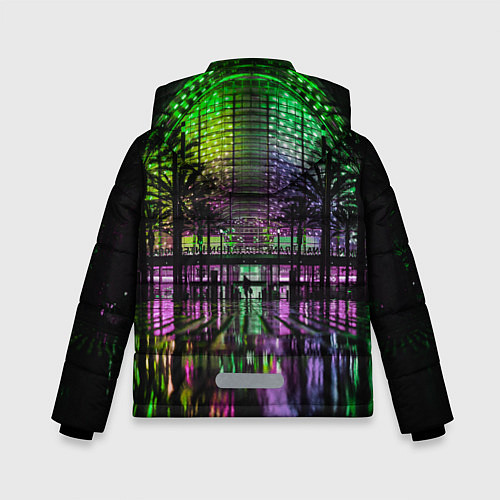 Зимняя куртка для мальчика Неоновое здание ночью - Зелёный / 3D-Черный – фото 2