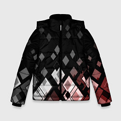Куртка зимняя для мальчика Geometric pattern черно-коричневый узор Ромбы, цвет: 3D-красный