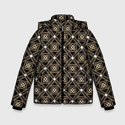 Куртка зимняя для мальчика Золотой орнамент на черном фоне, цвет: 3D-светло-серый