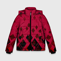 Куртка зимняя для мальчика Геометрический узор в красно-черных тонах, цвет: 3D-красный