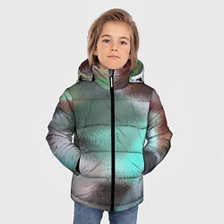 Куртка зимняя для мальчика Абстрактный узор в бирюзовых коричневых тонах, цвет: 3D-светло-серый — фото 2