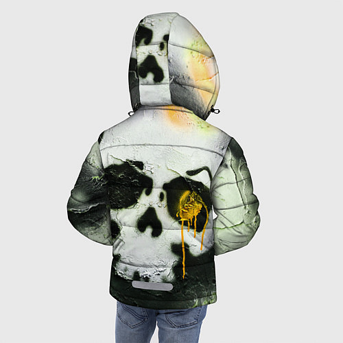 Зимняя куртка для мальчика Череп на поверхности в красках - Жёлтый / 3D-Светло-серый – фото 4