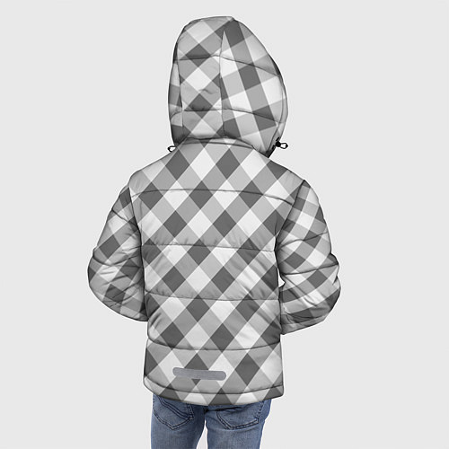 Зимняя куртка для мальчика Бело-серый клетчатый узор tartan / 3D-Светло-серый – фото 4