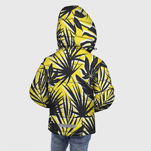 Зимняя куртка для мальчика Красочная Тропическая Листва / 3D-Светло-серый – фото 4