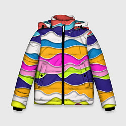 Куртка зимняя для мальчика Разноцветные волны Летний паттерн, цвет: 3D-светло-серый