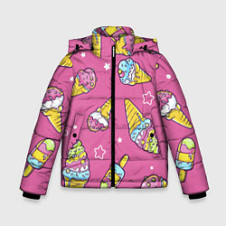 Куртка зимняя для мальчика Разноцветное Мороженое Со Звёздочками, цвет: 3D-светло-серый