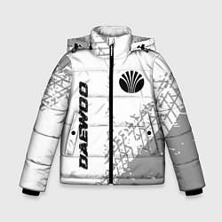Куртка зимняя для мальчика Daewoo Speed на светлом фоне со следами шин, цвет: 3D-черный