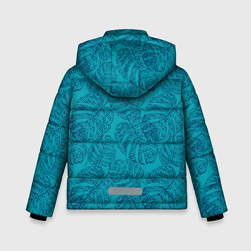 Зимняя куртка для мальчика Синие листья монстеры на голубом / 3D-Черный – фото 2