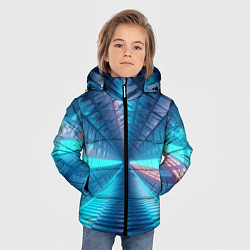 Куртка зимняя для мальчика Неоновый коридор лаборатории - Синий, цвет: 3D-красный — фото 2