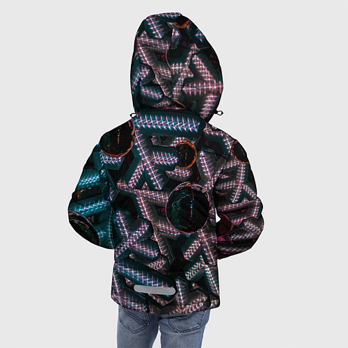 Зимняя куртка для мальчика Абстрактные металлические фигуры - Сиреневый / 3D-Светло-серый – фото 4