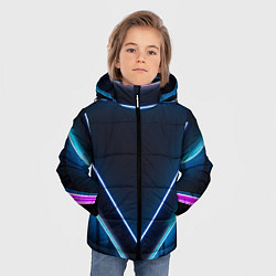 Куртка зимняя для мальчика Неоновые фигуры во тьме - Голубой, цвет: 3D-светло-серый — фото 2