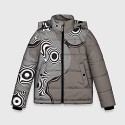 Куртка зимняя для мальчика Абстрактные круги-линии, цвет: 3D-светло-серый