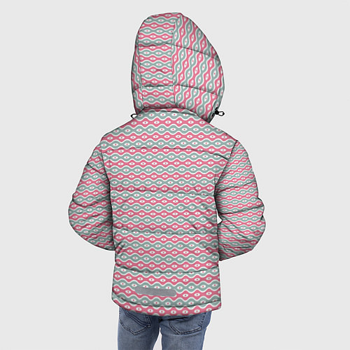 Зимняя куртка для мальчика Волнистые линии узоры / 3D-Светло-серый – фото 4