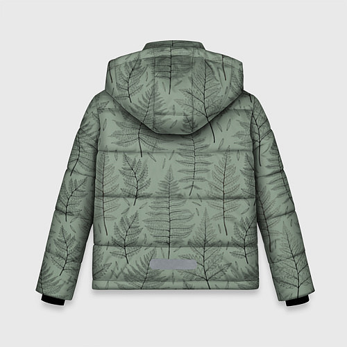 Зимняя куртка для мальчика Листья папоротника на зеленом фоне Минимализм / 3D-Черный – фото 2
